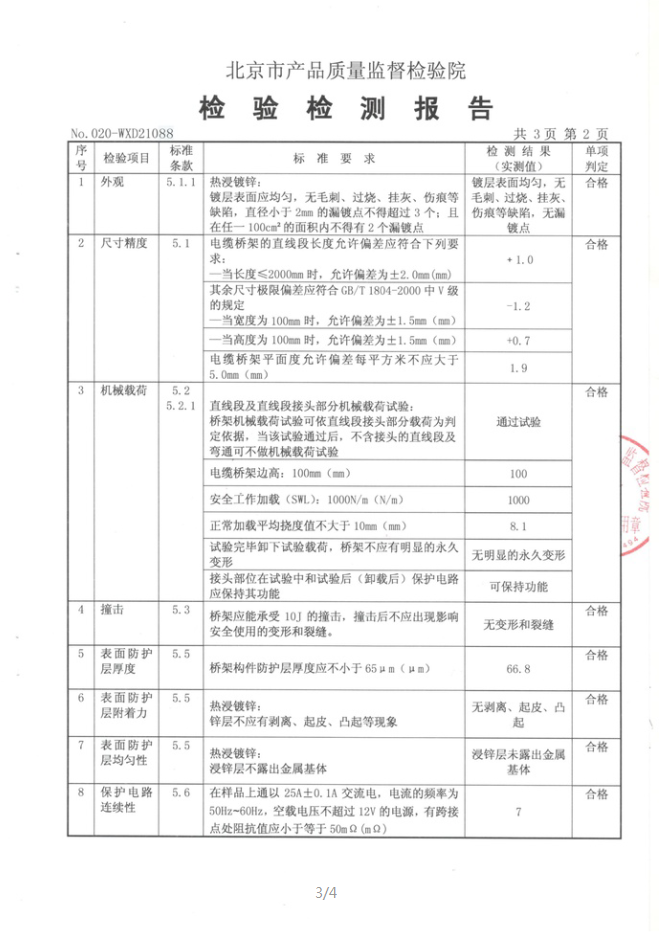 熱鍍鋅橋架檢測報告